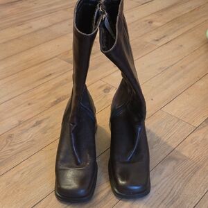 Feet First Brown Leather Heeled Boots Size 39